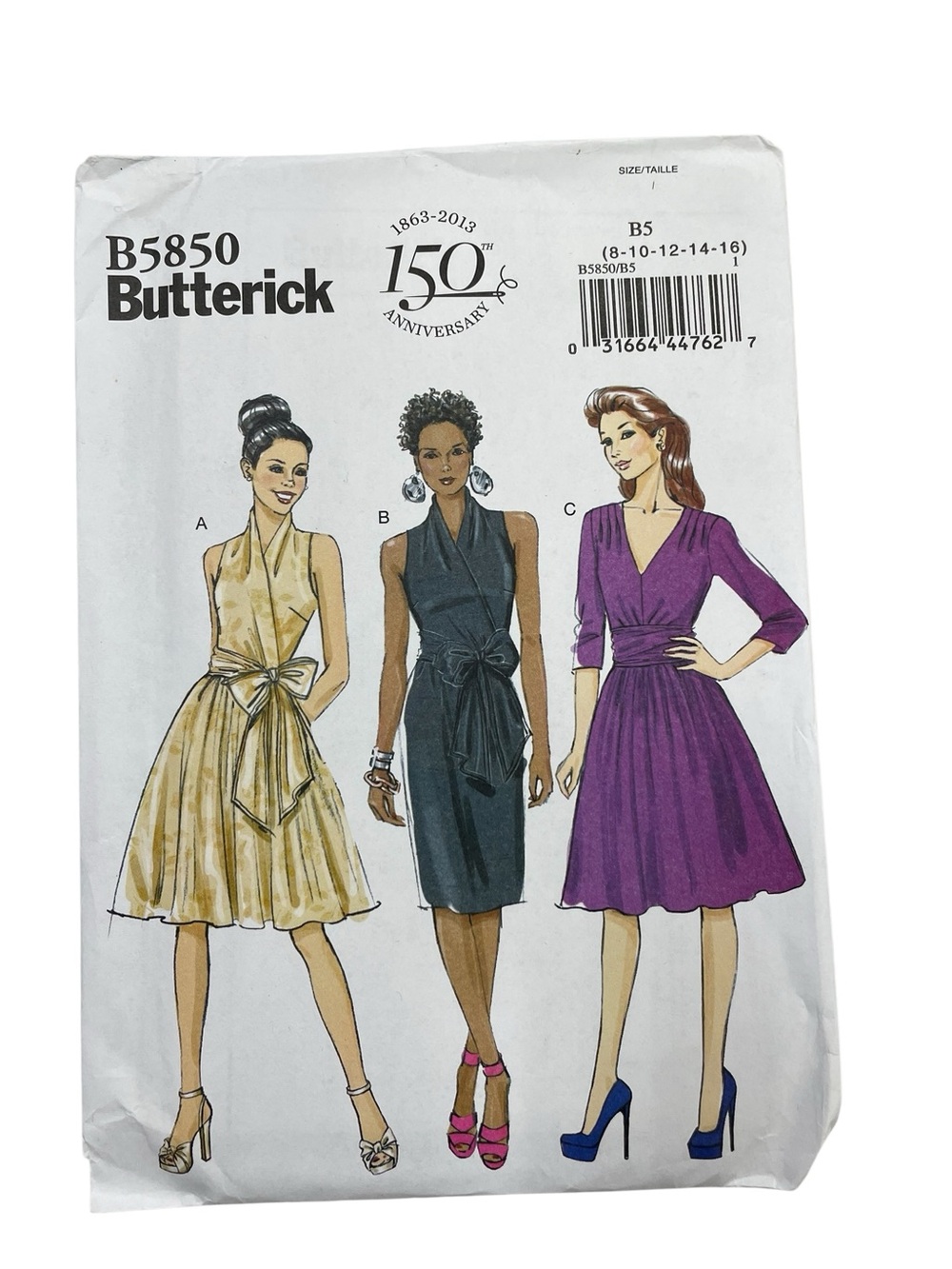 Butterick B5850 Sewing Pattern Dress Wrap Halter V-Neck Size 8-16 Uncut New Plus